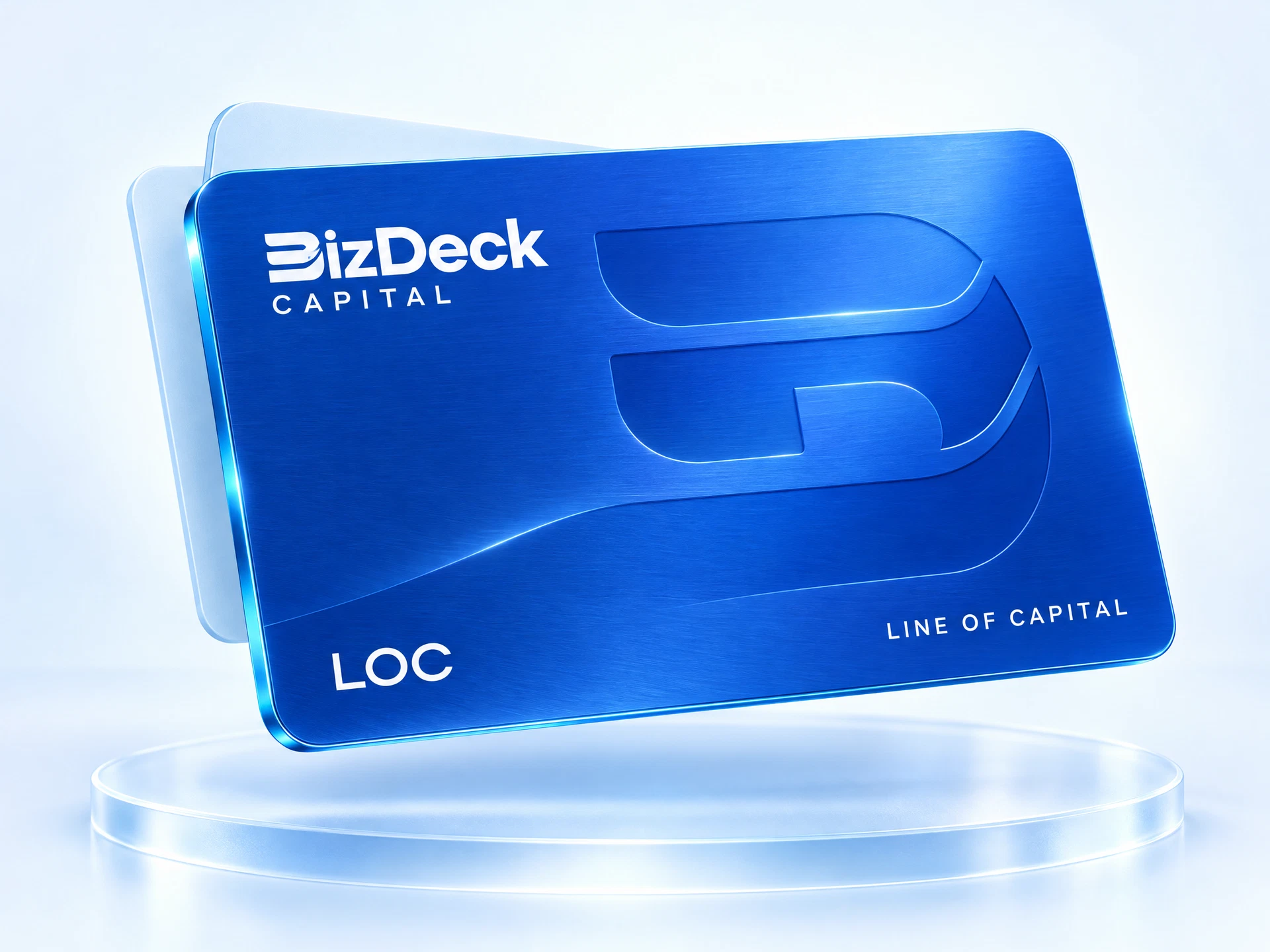 Cobalt-blue BizDeck LOC concept card labeled Line of Capital